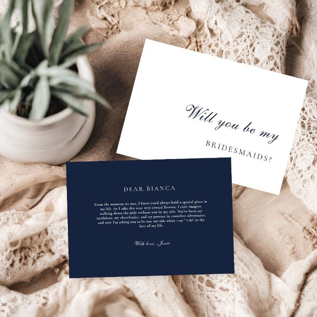 Navy Blue & Gold Bridesmaid Proposal Card (Creator Uploaded)