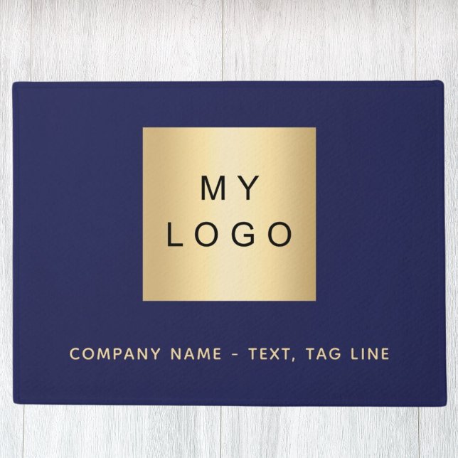 Navy blue gold business logo doormat (Creator Uploaded)