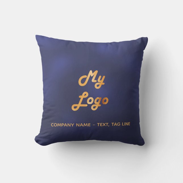 Navy blue gold business logo elegant pool cushion (Front)