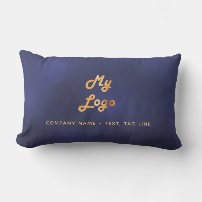 Navy blue gold business logo elegant pool lumbar cushion (Front)