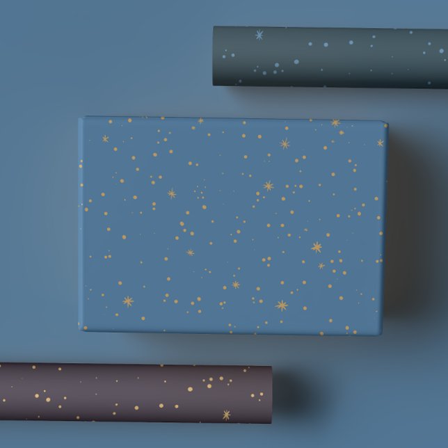 Navy Blue & Gold Celestial Star Night Sky Wrapping Paper Sheet (Creator Uploaded)