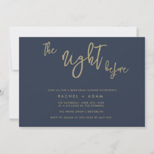 Navy Blue & Gold Chic Rehearsal Dinner Invitation