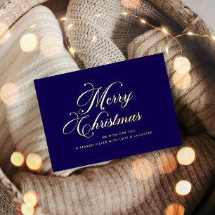 Navy Blue Gold Christmas Card