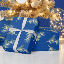 Navy Blue Gold Christmas Gifts Wrap 