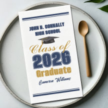 Navy Blue Gold Class of 2026 Graduation Party