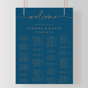 Navy Blue Gold Classic Alphabetical Seating Chart
