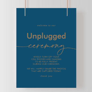 Navy Blue Gold Classic Unplugged Ceremony Sign