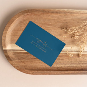 Navy Blue Gold Classic Wedding Gift Registry Enclosure Card
