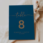 Navy Blue Gold Classic Wedding Table Number<br><div class="desc">This navy blue gold classic wedding table number is perfect for a modern wedding. The simple and elegant design features classic and fancy script typography in gold. 

This is a double sided table number. Add each table number you need to your cart individually.</div>