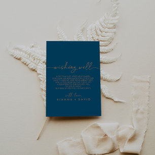 Navy Blue Gold Classic Wedding Wishing Well Enclosure Card