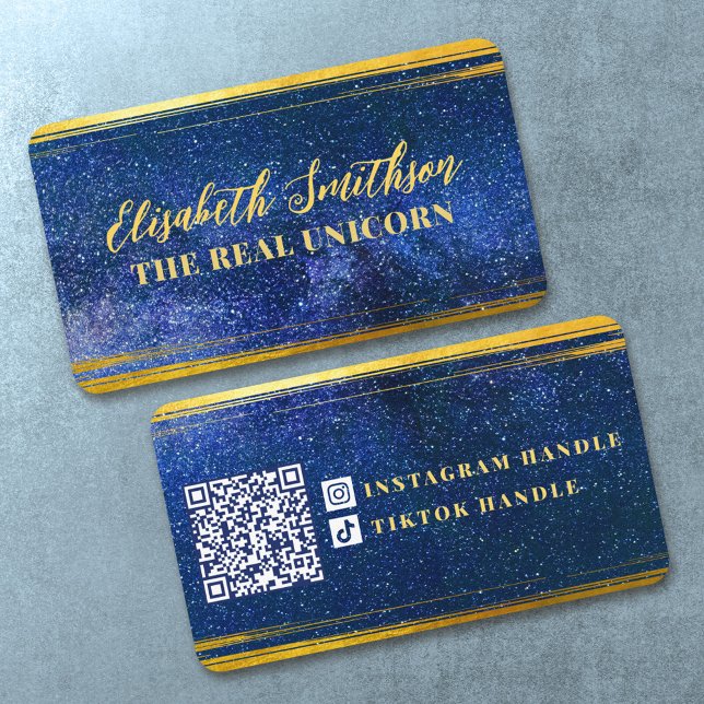   Navy Blue Gold Classy Elegant Feminine Celestial Business Card (Creator Uploaded)