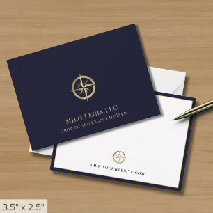 Navy Blue Gold Compass Logo  Card
