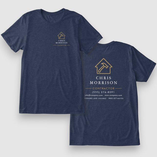 Navy Blue Gold Contractor Home Repair Tri-Blend Shirt (Creator Uploaded)