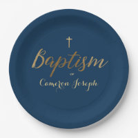 Navy Blue Gold Cross Custom Baby boy Baptism