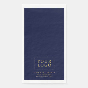 Navy Blue & Gold Custom Business Logo Promotional Napkin