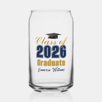 Navy Blue Gold Custom Class of 2026 Graduation