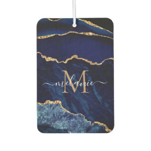 Navy Blue Gold Custom Letter Name Air Freshener