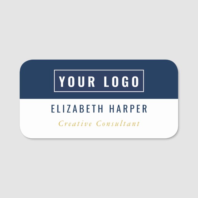 Navy Blue Gold Custom Logo Professional Badge (Front)