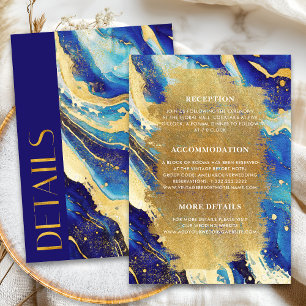 Navy Blue Gold Details Card for Wedding Invitation