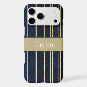 Navy Blue Gold Double Stripes