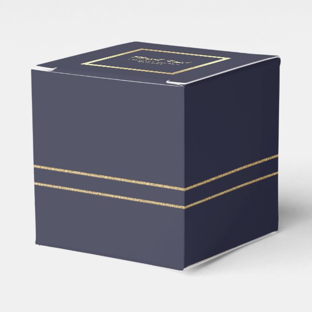 Navy Blue | Gold Elegant Wedding Favour Boxes (Front Side)