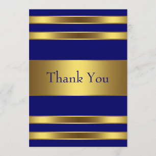 Navy Blue Gold Flat Thank You Card