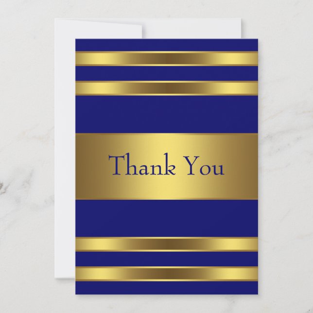 Navy Blue Gold Flat Thank You Card (Front)