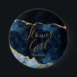 Navy Blue & Gold Foil Agate Marble Flower Girl 7.5 Cm Round Badge<br><div class="desc">Navy Blue & Gold Foil Watercolor Marble Agate Gilded Geode Design,  with Modern and Script fonts. Trendy and Chic Wedding Flower Girl button! ~ Check my shop to see the entire wedding suite for this design!</div>