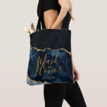 Navy Blue & Gold Foil Agate Marble Maid of Honour Tote Bag<br><div class="desc">Navy Blue & Gold Foil Watercolor Marble Agate Gilded Geode Design,  with Modern and Script fonts. Trendy and Chic Wedding Maid of Honour Tote Bag! ~ Check my shop to see the entire wedding suite for this design!</div>