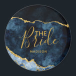 Navy Blue & Gold Foil Agate Marble the Bride Magnet<br><div class="desc">Navy Blue & Gold Foil Watercolor Marble Agate Gilded Geode Design,  with Modern and Script fonts. Trendy and Chic Wedding the Bride magnet! ~ Check my shop to see the entire wedding suite for this design!</div>