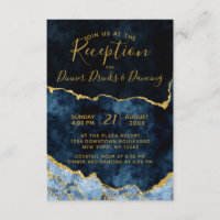 Navy Blue Gold Foil Agate Marble Wedding Reception
