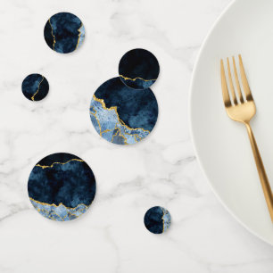 Navy Blue & Gold Foil Marble Agate Party Confetti