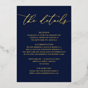 Navy Blue Gold Foil Minimalist Wedding Enclosure 