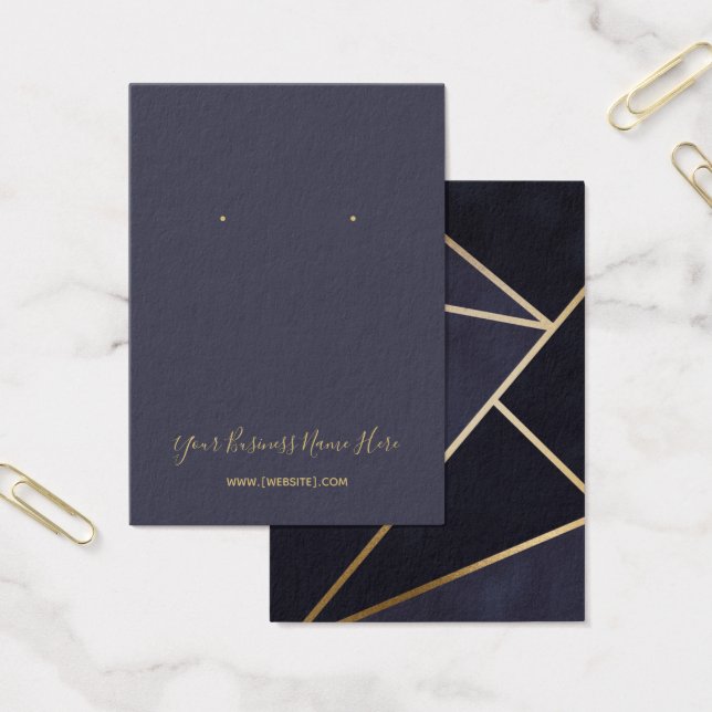 Navy Blue Gold Geometric Earring Display Card (Office)
