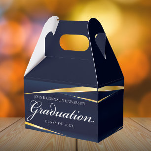 Navy Blue Gold Geometric Formal Graduation Party Favour Box
