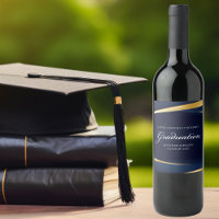 Navy Blue Gold Geometric Formal Graduation Party