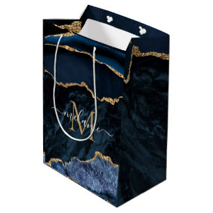 Navy Blue Gold Gift Bag Personalised Your Design
