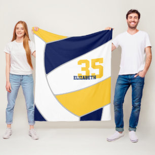 navy blue gold girls boys ginormous volleyball fleece blanket