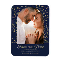 Navy Blue Gold Glitter Arch Dome Photo Wedding