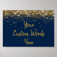 Navy Blue Gold Glitter Birthday Party Anniversary