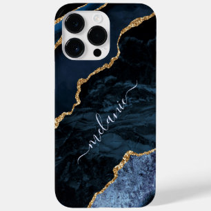 Navy Blue Gold Glitter Custom Name iPhone Case
