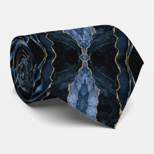 Navy Blue Gold Glitter Neck Tie