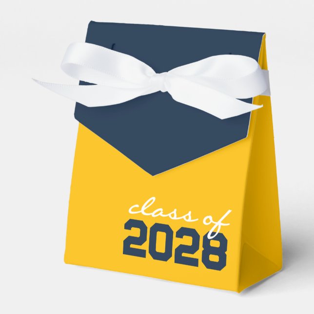 Navy Blue & Gold Graduation Favour Boxes (Front Side)