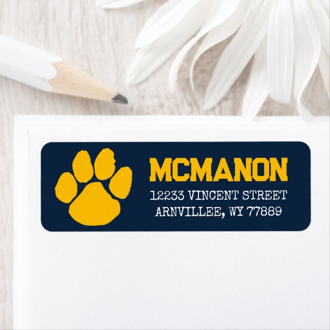 Navy Blue & Gold Graduation Return Address Labels (Insitu)