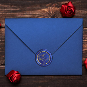  Navy Blue & Gold Happy New Year Wax Seal Stickers