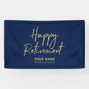 Navy Blue & Gold Happy Retirement Party Banner