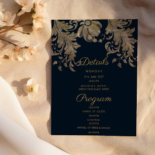 Navy blue gold lace floral luxury Details Program