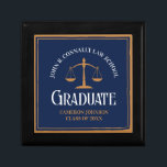 Navy Blue Gold Law School Personalised Graduation Gift Box<br><div class="desc">This custom navy blue and gold law school graduation gift box features classy typography under the scales of justice and your college name for the class of 2024. Customise with your graduating year for a great personalised university graduate present.</div>