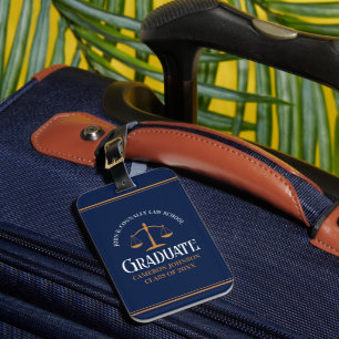 Navy Blue Gold Law School Personalised Graduation Luggage Tag