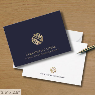 Navy Blue Gold Logo Business Card